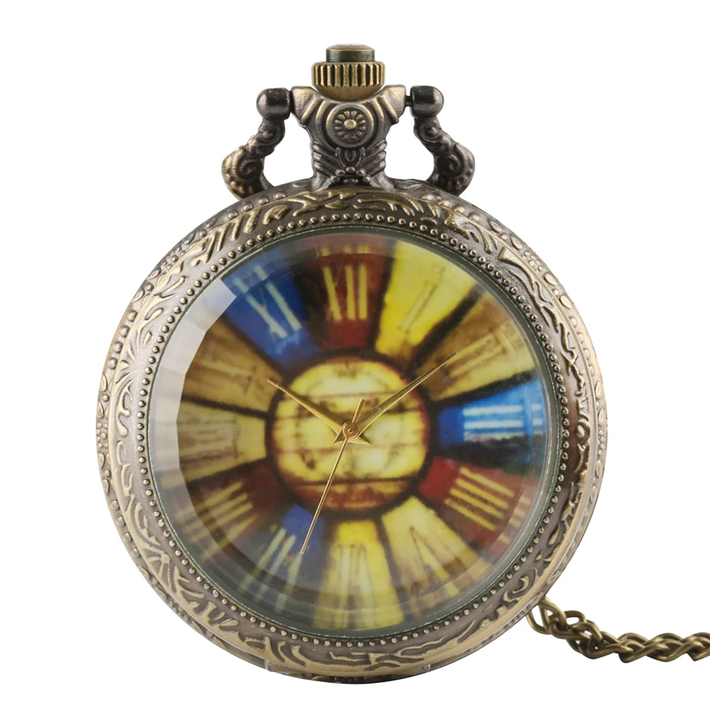 

Антикварные карманные часы, цветные римские цифры, кварцевые карманные часы с прозрачным покрытием, винтажные коллекционные подвески из сп...