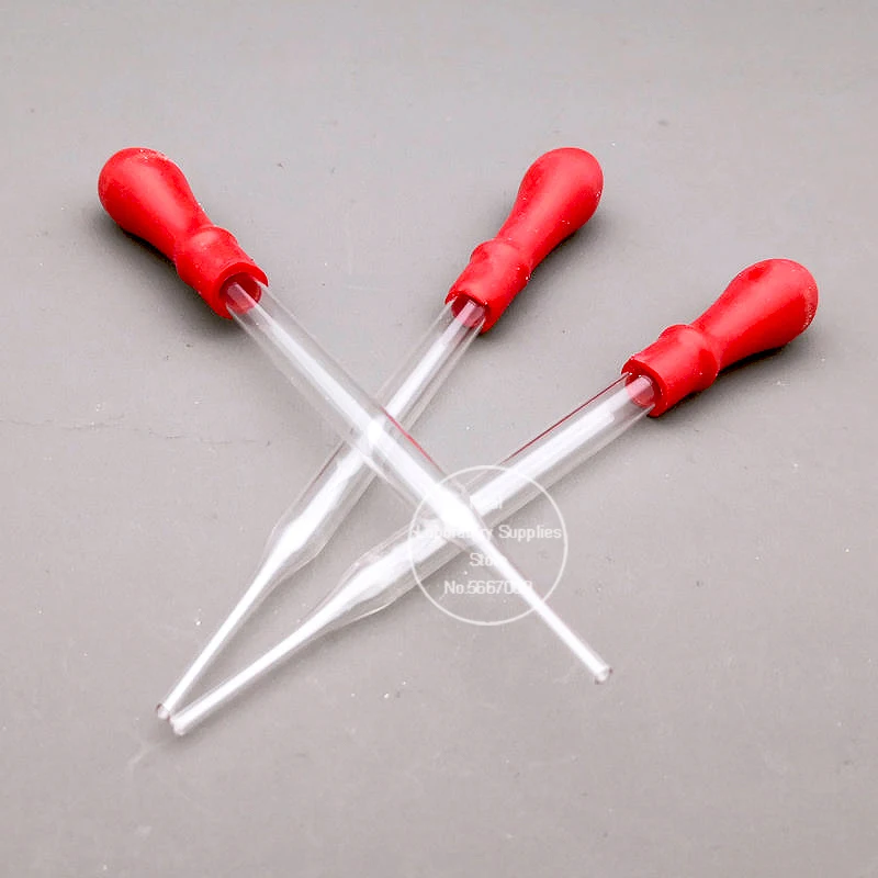 

100pcs/lot Length 90mm-150mm Ungraduated Glass Dropper Pipet Transfer Pipette with Red Rubber Head