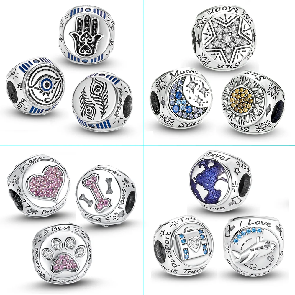 Бусины с различными узорами по 3 Сторонам звезда луна солнце и сглаза бусины для