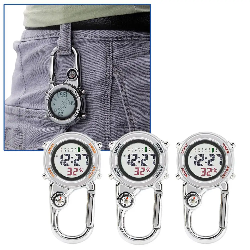 Многофункциональные электронные часы с карабином и будильником функция