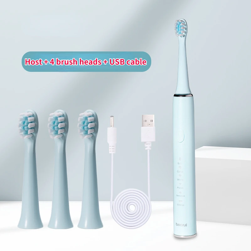 

Sonic Electric Toothbrush 5 Gears Mode Smart Timer Whitening Toothbrush IPX7 Waterproof USB Charger Replaceable Head Toothbrush