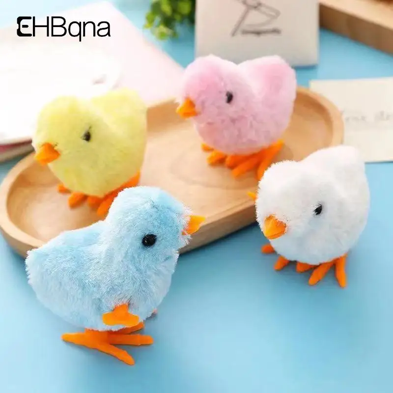 

Pet Cat Toys Jumping Walking Hopping Cartoon Plush Chicken Clockwork Cat Interative Playing Toy Wind Up Chick Kitten Supplies