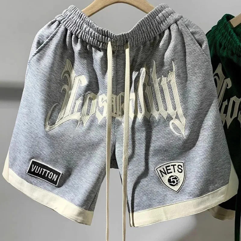 Летние уличные модные брюки в стиле хип-хоп с буквенным принтом эластичным