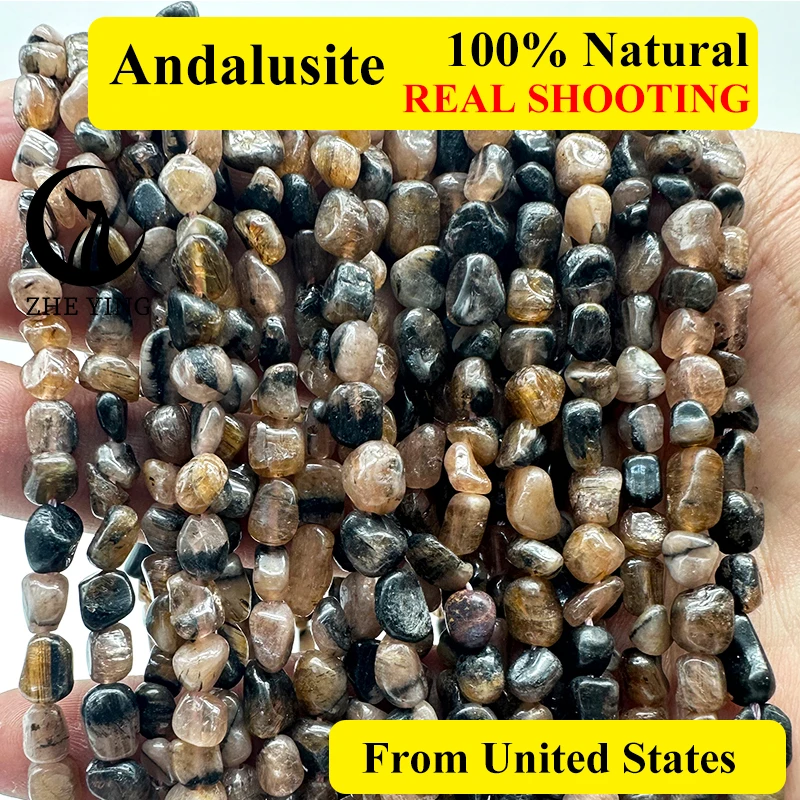 

Zhe Ying 55pcs/lot Natural Andalusite Nugget Chips Irregular Blue Spot Sodalit Beads for Bracelet Necklace Diy Accessory