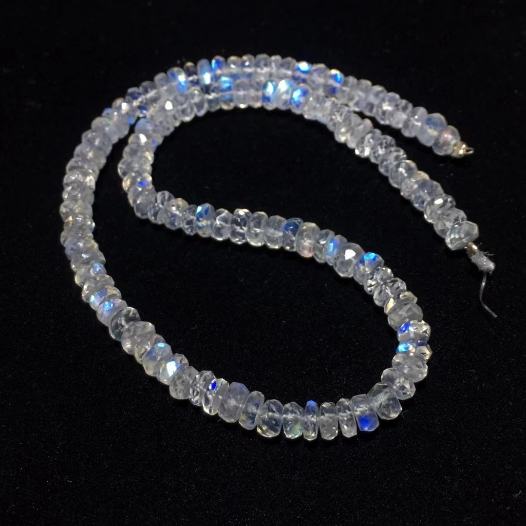 

Natural Blue Light Moonstone Clear Abacus Beads Necklace Women Men 5.2mm Crystal Blue Moonstone Pendant Jewelry AAAAAA