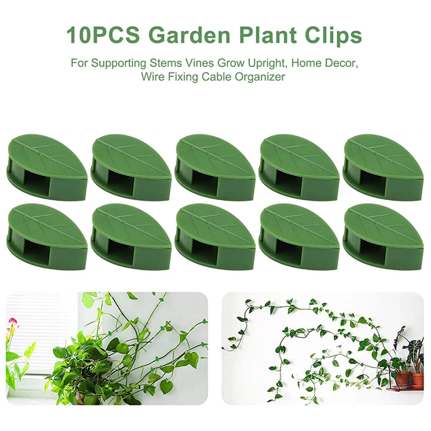 

10PCS Leaf Shape Plant Clip Self-Adhesive Invisible Fixture Climbing Wall Fixture Invisible Garden Plant Hook Support