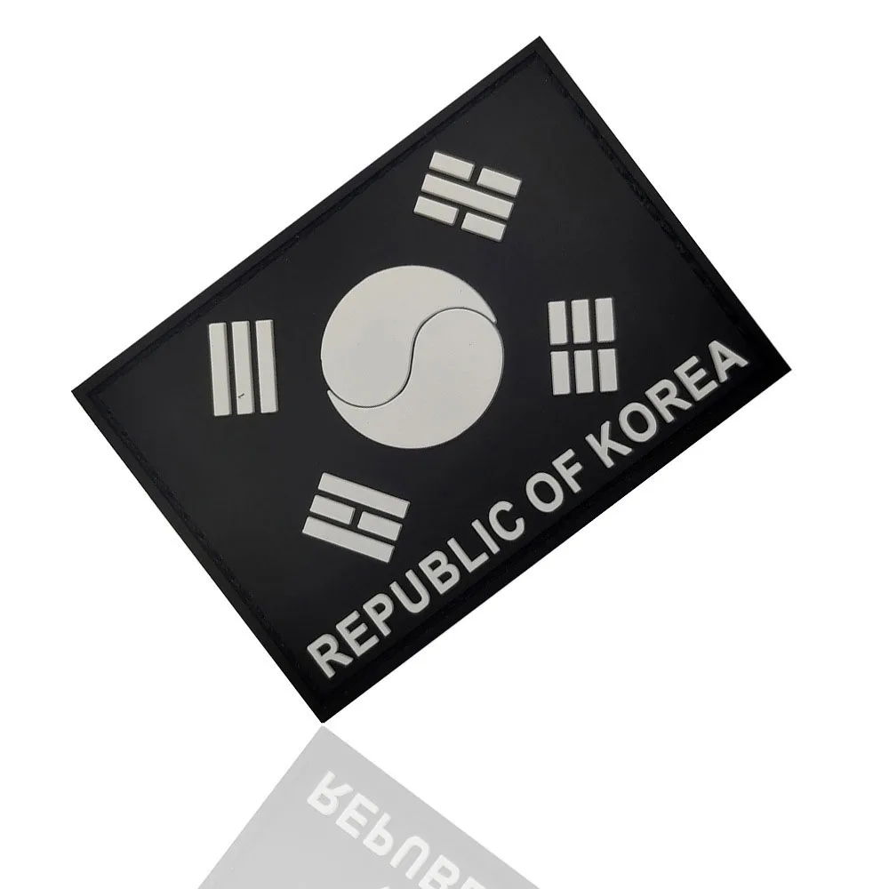

3D PVC Patch Luminous Republic of Korea Flags Armband Morale Badge Hook Tactical Patches on backpack Applique for Clothing