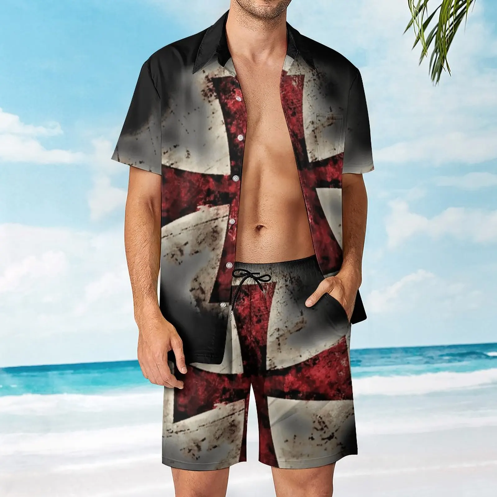 

Templar Cross Men's Beach Suit Unique 2 Pieces Suit High Quality Running USA Size