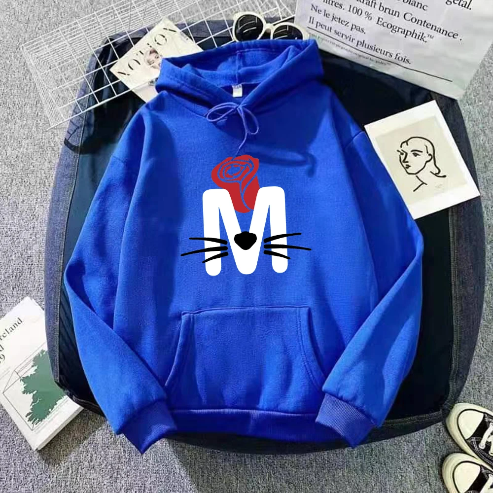 

NO 23 New Streetwear Rose and Cat Printed Hoodies Women Sweatshirt Autumn Winter Long Sleeve Hoodi Harajuku Hoodie Pullover