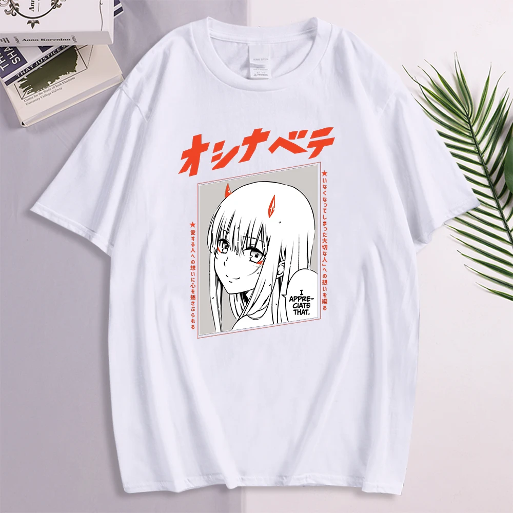 

Kawaii аниме футболка Дарлинг в Franxx Zero Two Мужская футболка с коротким рукавом модные женские дышащие топы в стиле Харадзюку