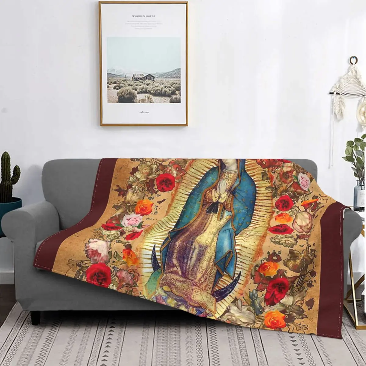 

Art Blanket Flannel Spring Autumn Our Lady Of Guadalupe Virgin Mary Catholic Mexico Poster Warm Throws For Winter Bedding