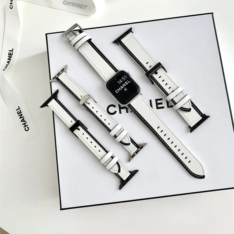 

Ремешок из натуральной кожи для Apple Watch Band 45 мм 44 мм 41 мм 40 мм 42 мм 38 мм, браслет Correa для iWatch Series 9 8 7 6 5 4 SE Ultra 49 мм