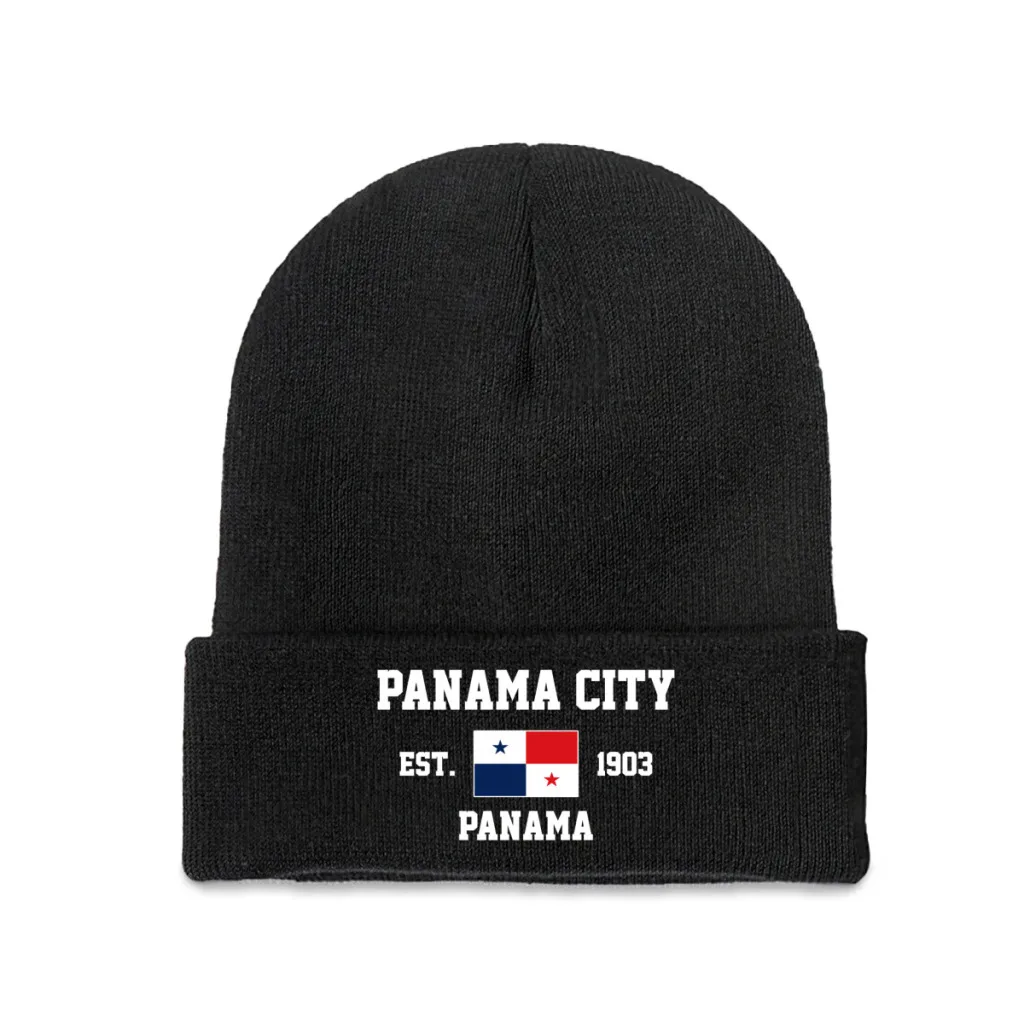 

Панама EST.1903 для мужчин и женщин, трикотажная облегающая шапка унисекс в стиле «Капитал Панамы» с фото, теплая шляпа
