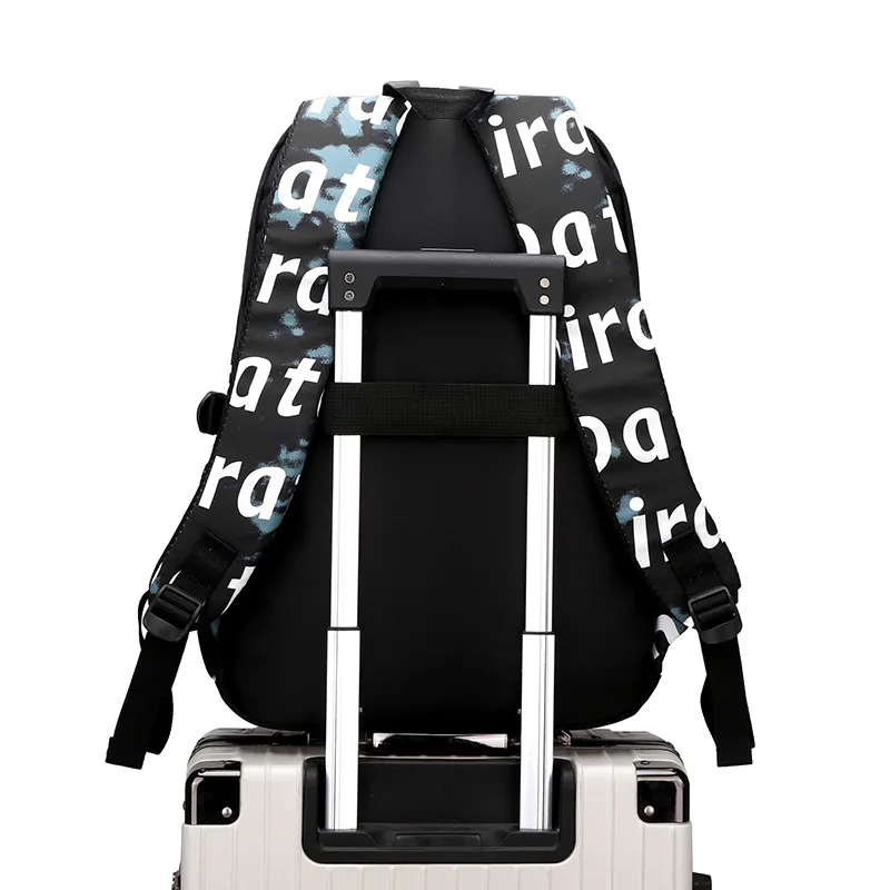 Korean Version Letter Boys Backpacks Unisex Waterproof Oxford  High School Girls Backpack School Bags For Teenage Black Mochila