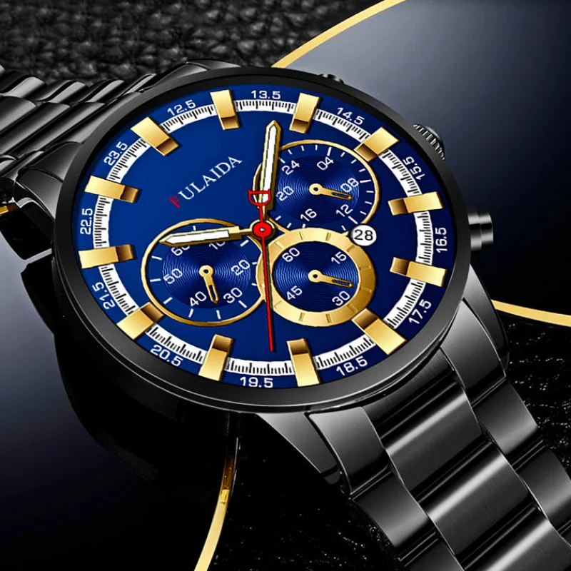 2023 Fashion Stainless Steel with Luminous Hands with Calendar Quartz Watch Quality Men's Three-eye High-grade Business Watches