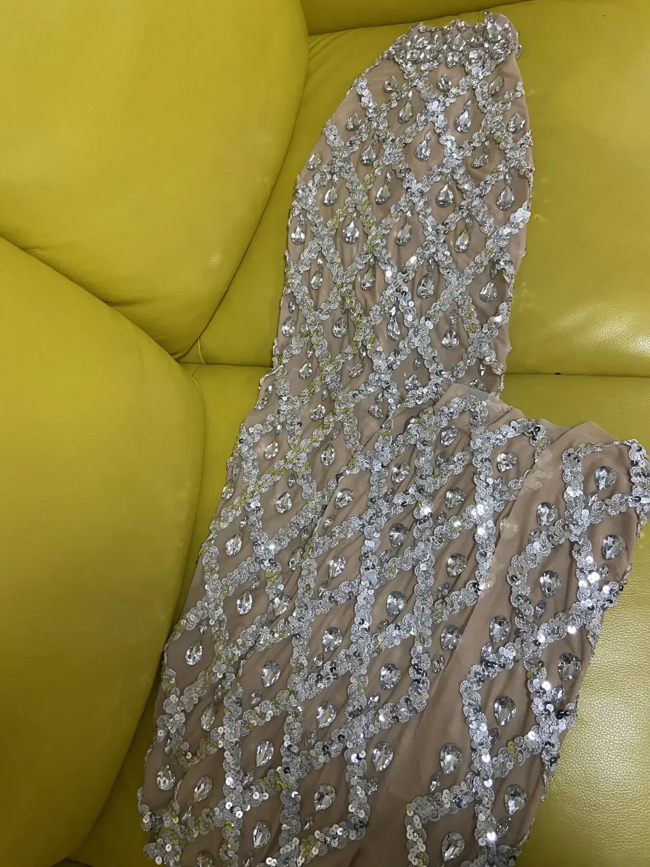 Блестящие серебряные блестки и кристаллы сетка без рукавов праздничное вечернее