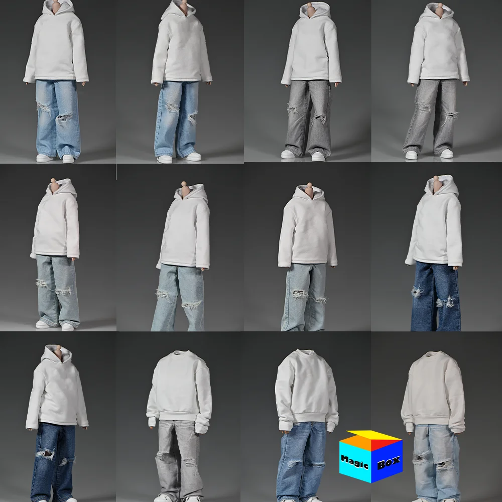 

1/6 Scale Soldier Fashionable Versatile Washed Distressed Blue Jeans Denim Pants Cothes Model Accessory For 12in Action Figures