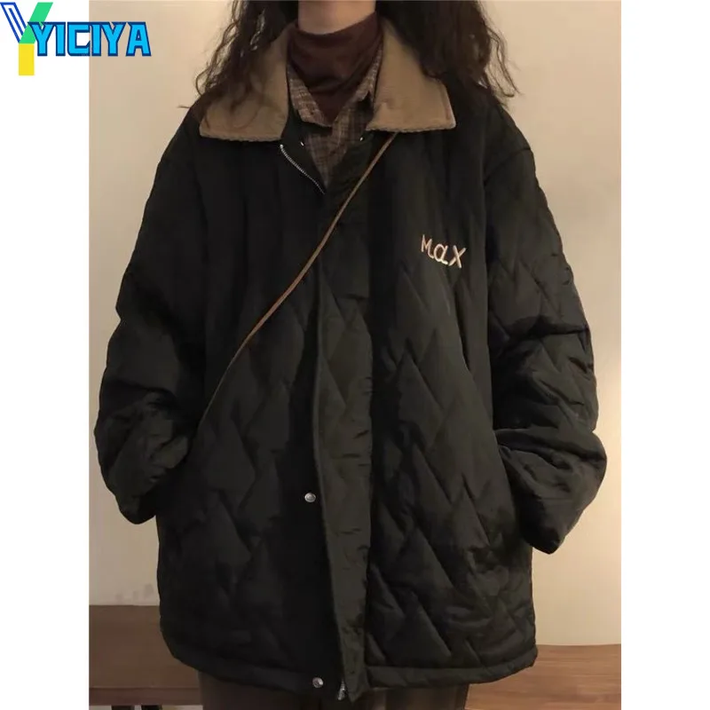 YICIYA Winter Jackets 2022 Woman Thicken Warm Parkas Coat Turn-down Collar Oversize Parkas Female Clothing Padded Coat Jackets
