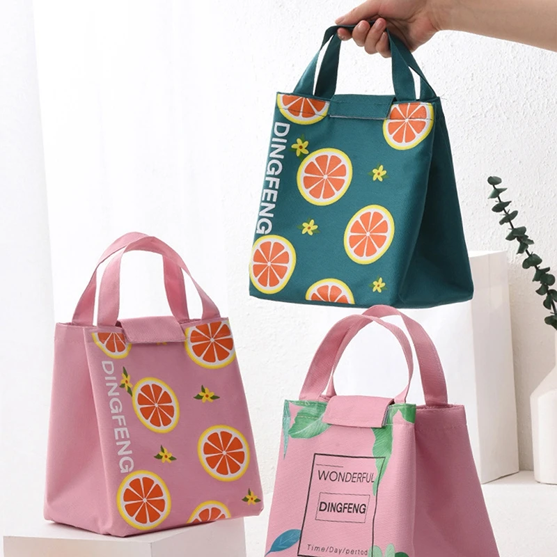 

1 Pc Cartoon Lunch Bag Women Fresh Cooler Bags Waterproof Portable Zipper Thermal Oxford Lunch Box Tote Food Bags