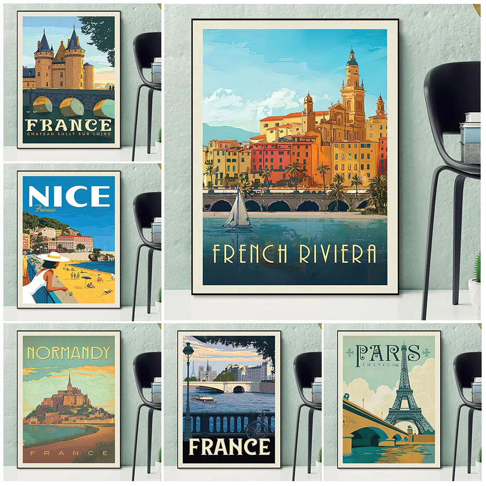 Постер для путешествий по Нормандии, долине Луары, сене и Парижу, арки триумфрейта, Франции, постер для путешествий со стран мира, художественный постер