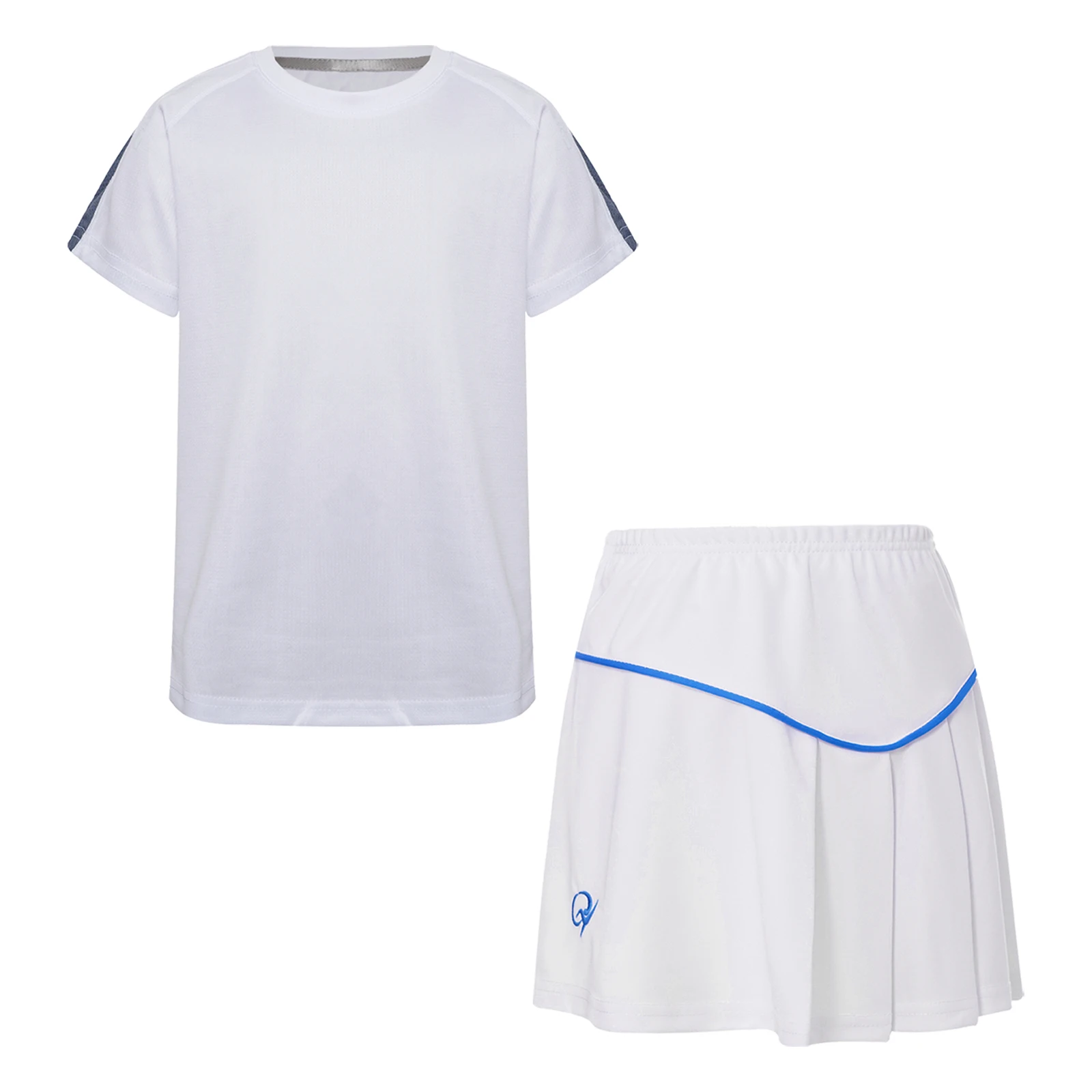 

Kids Girls Sports Outfit Short Sleeve T-shirt with A-line Pleated Skirts Tennis Badminton Workout Running Activewear Sportswear