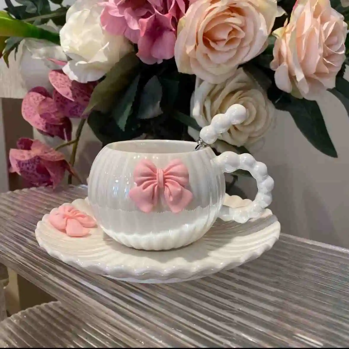 260 мл легкая роскошная кофейная чашка и блюдо с бантом декоративный керамический