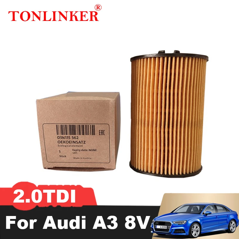 

TONLINKER Oil Filter 03N115562 For Audi A3 8V 2.0TDI 2012 2013 2014 2015 2016 2017 2018 2019 2020 03N115466 Car Accessories