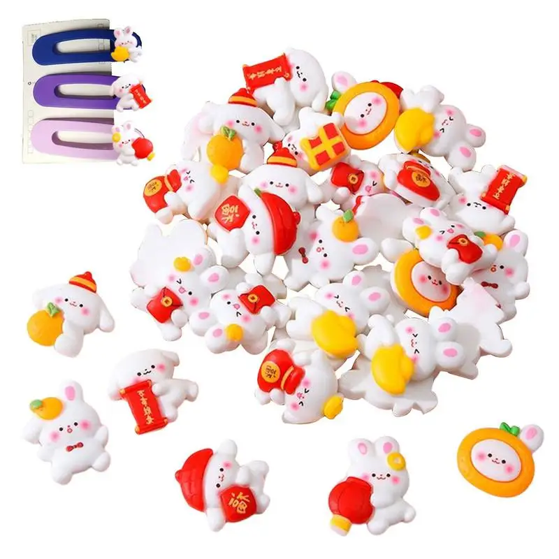 

Mini Resin Rabbits Chinese Zodiac Rabbit Figurines For 2023 New Year Easter Bunny Charms To DIY Hair Clips Hair Bands Phone