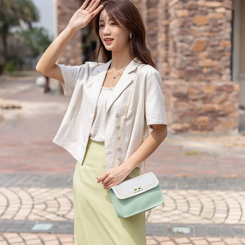 Small Women's Bag Color Contrast Square Luxury Designer  Handbags Crowd Trend Shoulder Messenger