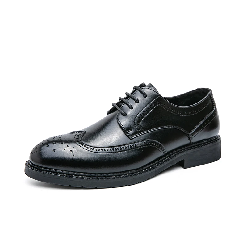 

2022 Hot Men Platform Leather Shoes Black Party Dress Shoes Men Brand Fashion Brogue Shoes for Man Top Quality Social Shoes Mens