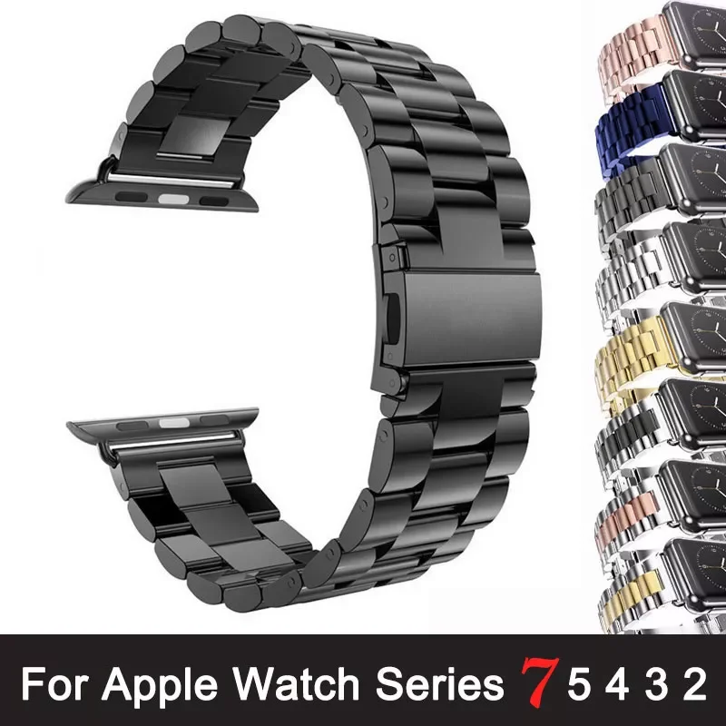 

Strap Watch Series 7 6 5 4 3 2 Band Strap 40mm 44mm 42mm Black Stainless Steel BraceletAdapter for iWatch Band 45mm