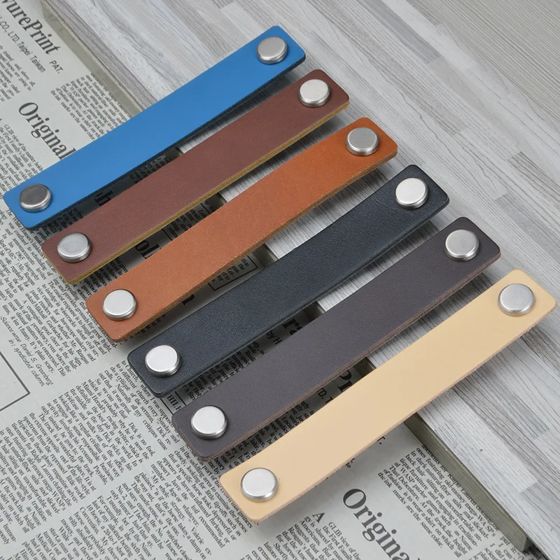 

Modern Cabinet Handle Drawer Pulls Soft PU Handmade Desk Drawer Leather Dresser Drawer Door Knobs Pull Furniture Muebles