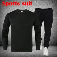 fashion brand mens set fleece hoodie pant thick warm tracksuit sportswear male sweatsuit
