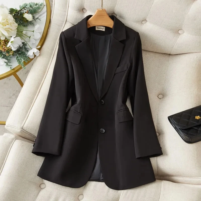 White Suit Women's Coat 2022 New Spring Autumn Korean Long Sleeve Single Breasted Blazers Women Jacket Casual Ladies Blazer Tops