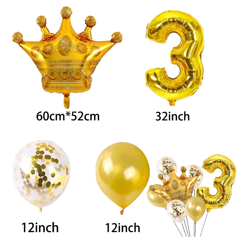 7 шт./компл. розовое золото черная принцесса Корона фольга латекс воздушный шар