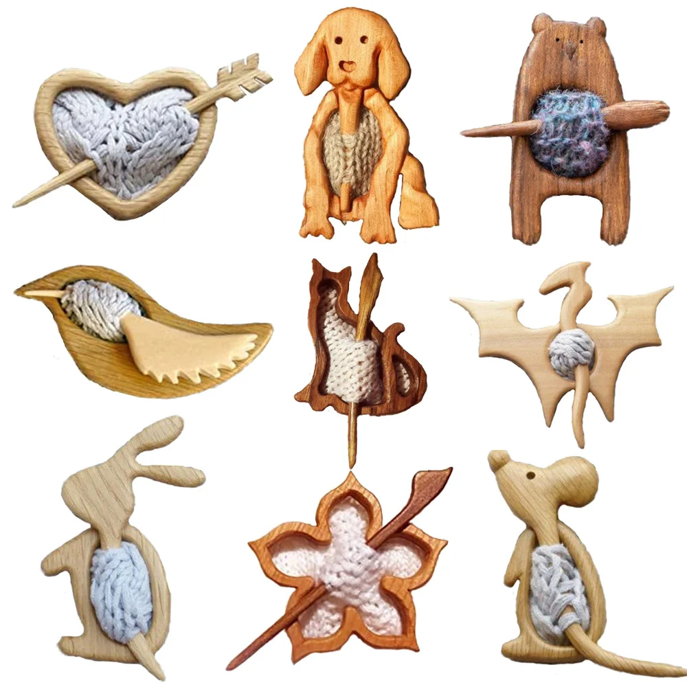 

Brooch pin with Wooden Animal Pattern Funny Cute Shawl Pin Scarf Buckle Clasp Pins Jewelry Set for Costume Accessory Gifts