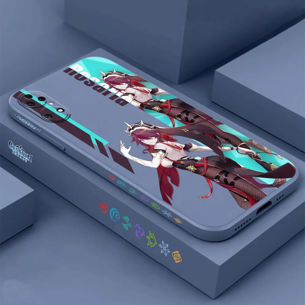 Genshin Impact Eula Rosaria Phone Case For Huawei P60 P50 P40 P30 P20 Mate 50 40 30 20 20X 10 Colour Liquid Silicone Cover Funda
