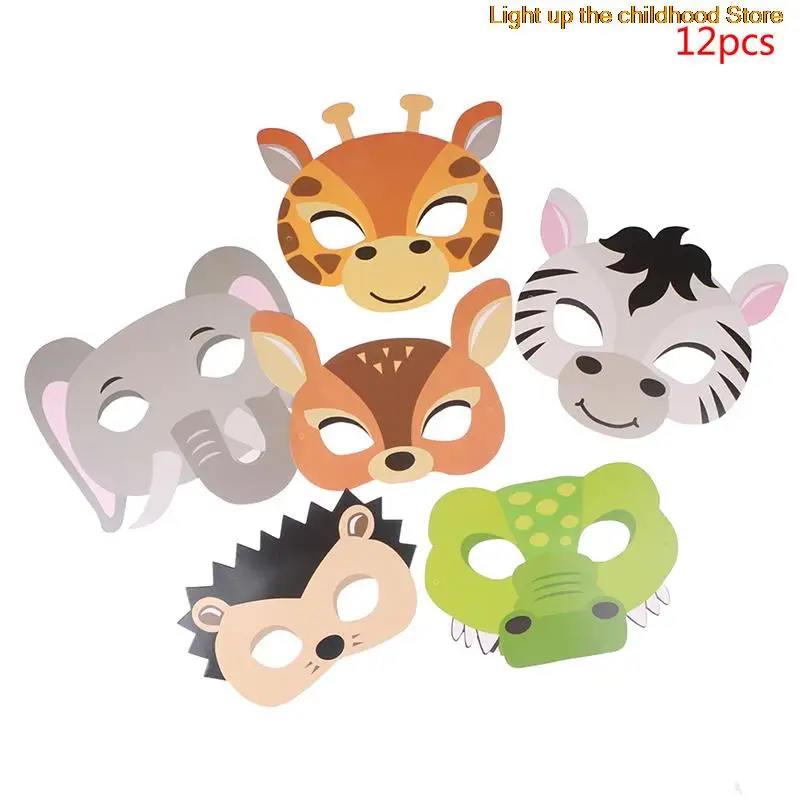 

12pcs Mask Birthday Party Supplies Paper Animal Masks Cartoon Kids Party New