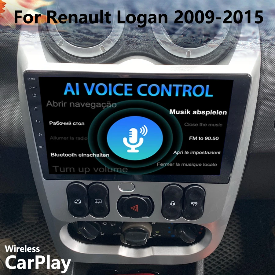 Автомобильный радиоприемник AI Voice для Renault Logan 1 Sandero 2009-2015 Lada Largus Lergus 2012-2020 Dacia Duster
