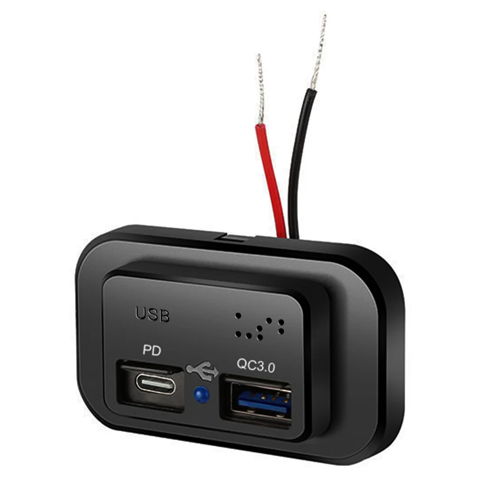 

Автомобильное зарядное устройство, адаптер питания QC3.0 PD, два USB-порта, быстрая зарядка 12/24 В для мотоцикла, грузовика, кемпера, лодки, квадроцикла