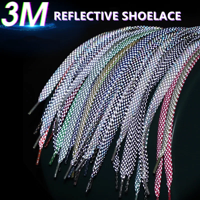 

3M Reflective Shoelaces for Sneakers Luminous Shoe Laces Sport Running Shoestrings Glow In The Dark for AF1/AJ1 Shoelace 1Pair