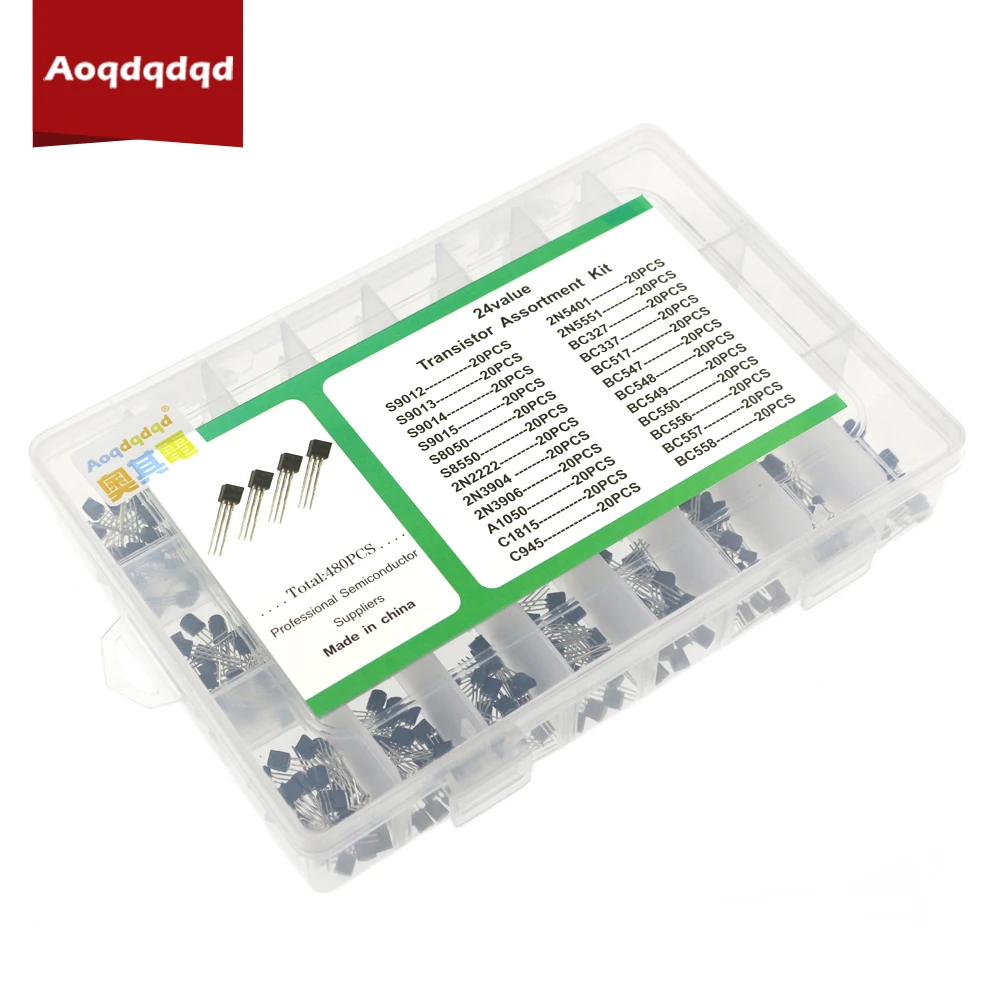 Набор транзисторов TO-92 480 шт./лот 24 значения BC327 BC337 BC517 BC547 BC548 BC549 2N2222 3906 3904 5401 5551 C945