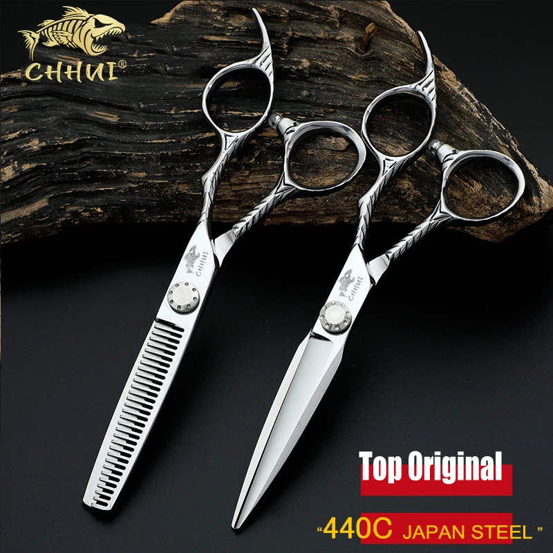 

CHHUI 440C 6.0 Professional Hair Salon Scissors Set Cutting Barber Haircut Thinning Shear Scissors Hairdressing Hair Scissors