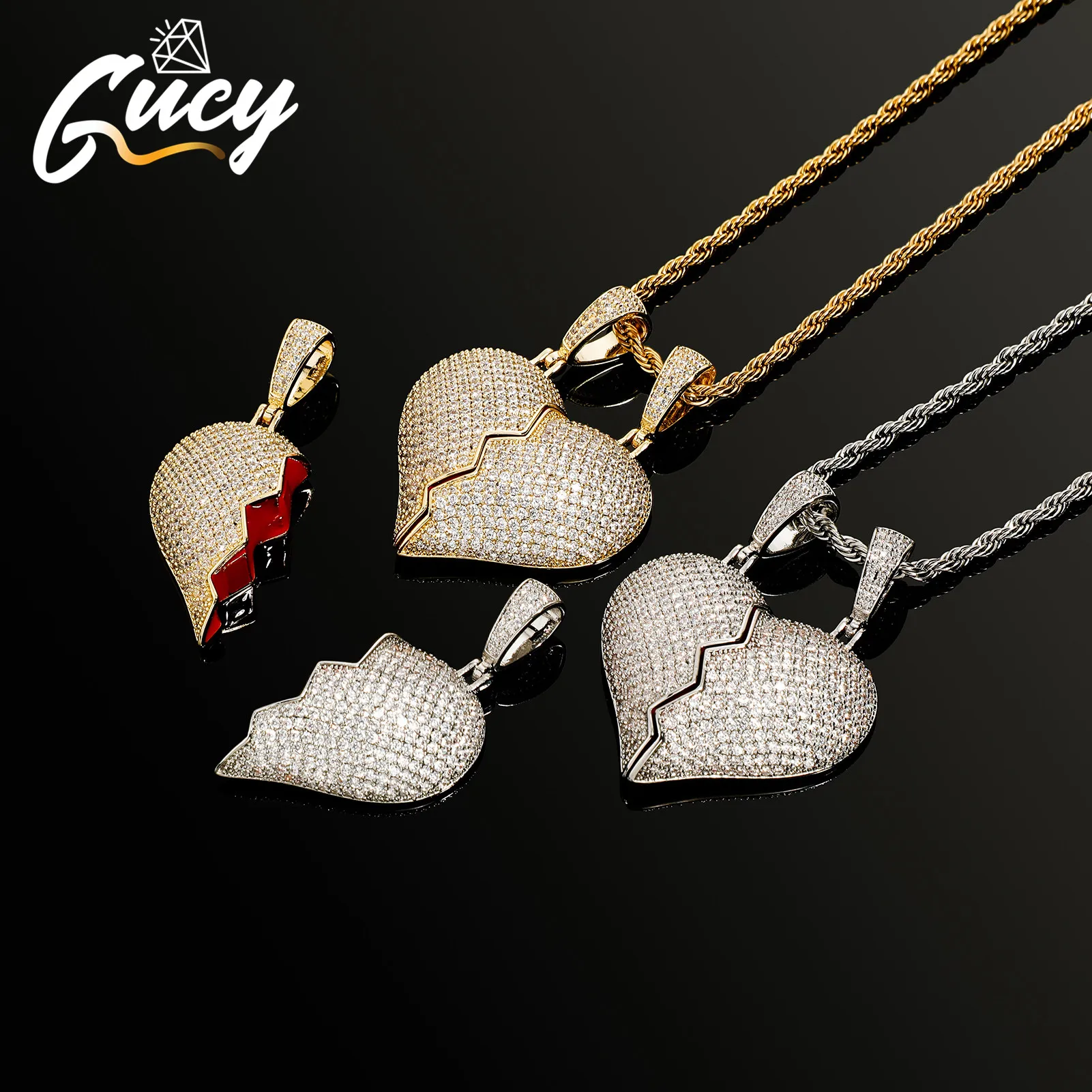 

GUCY New Personalise HeartPendant Necklace Men Hip Hop Style Necklaces Fashion Men And Women Jewelry Gift