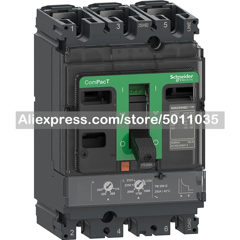 

C25N3TM250 Schneider Electric Plastic Case Circuit Breaker NSX250N 50kA AC 3P3D 250A TMD; C25N3TM250