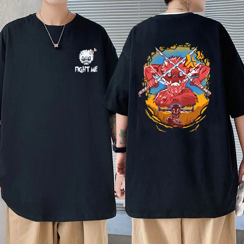 

Japanese Anime Demon Slayer Kimetsu No Yaiba Graphic Tshirt Boar Head Inosuke T Shirts Men Manga Cotton Oversized Tops T-shirts