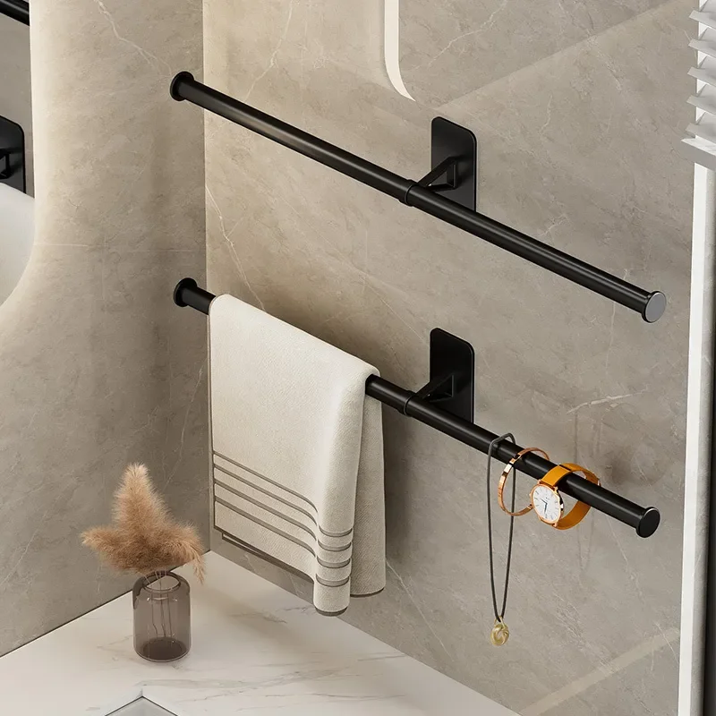

NEW Towel Rack Towel Hanger Bath Towel Holder Wall Hanging Black Bar White Rod Bathroom Shelf Kitchen Storage Rack