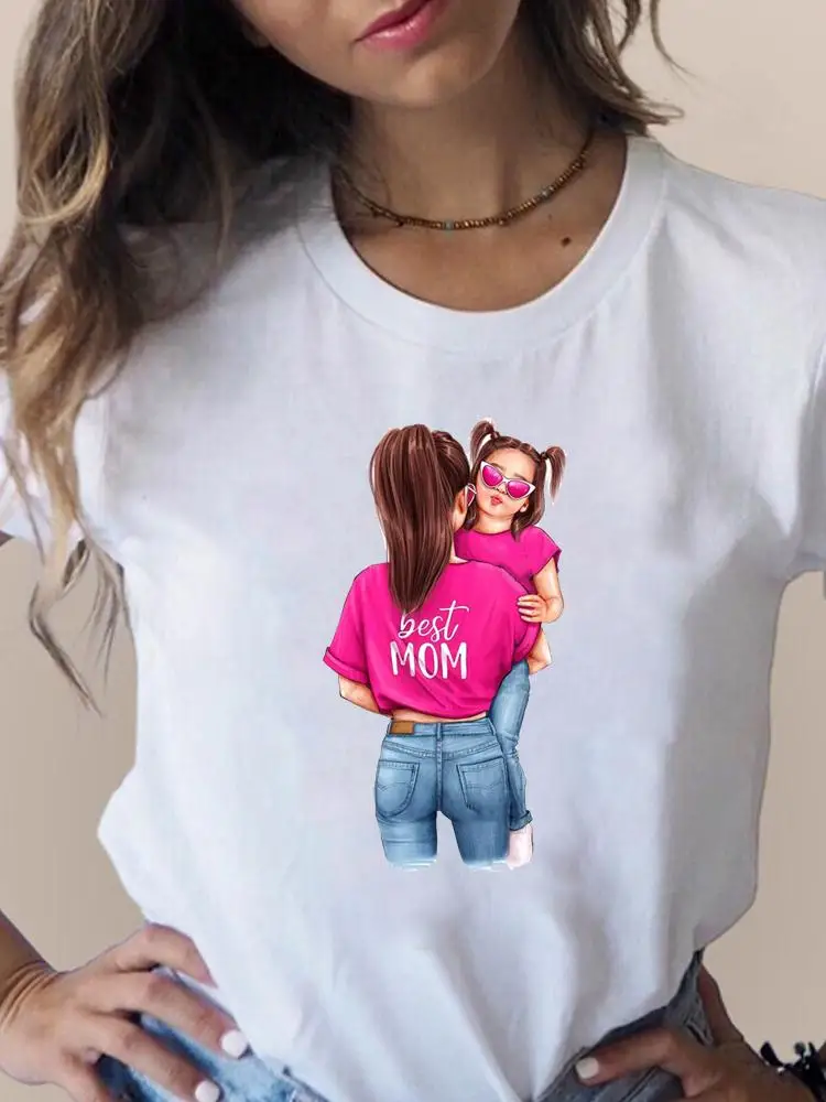 

Short Sleeve Watercolor Mom Printing Cute 90s Clothes Summer Ladies Print T Fashion Women's Clothing Graphic Tee Female T-shirts