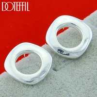 doteffil 925 sterling silver square round stud earring for women wedding engagement fashion charm party jewelry