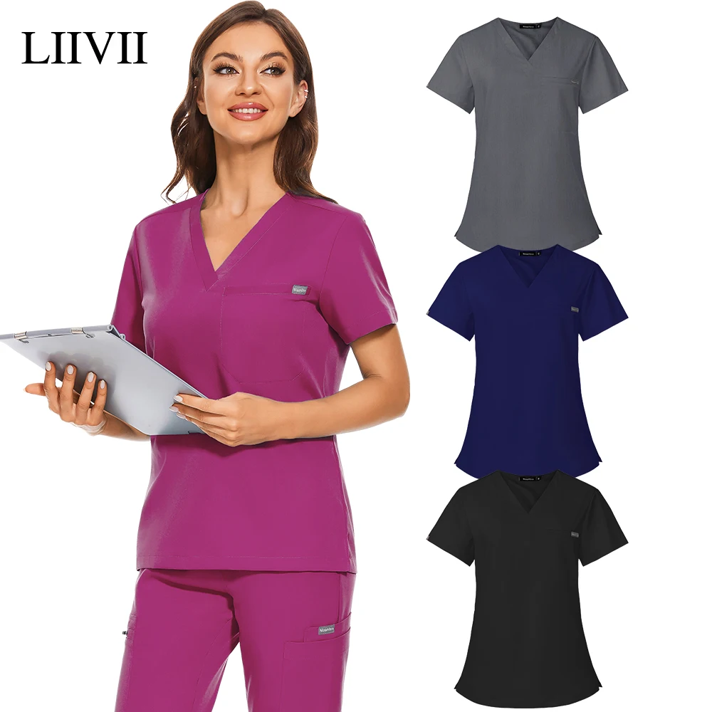 

Scrubs Tops Simple Leisure Pharmacy Dentistry Pet Doctor Uniform Hospital Clothes Nursing Uniforms Medical Surgical Scrub Shirts